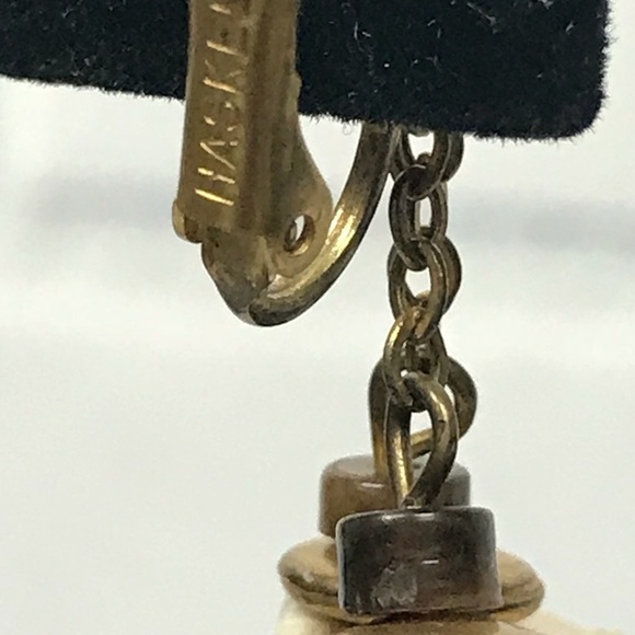 Vtg Miriam Haskell Screw Clip On Dangle Earrings - Picture 5 of 7